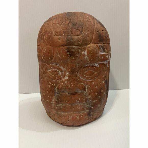 Olmec Head Statue 9” Terracotta INAH Authentic Reproduction Mexico Indigenous - Picture 1 of 5